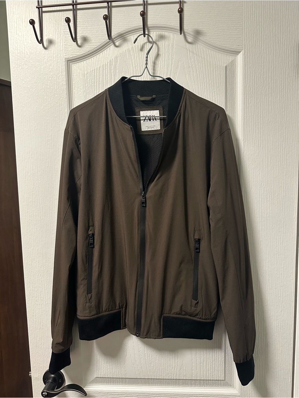 Zara Brown Bomber Jacket with Black Trim